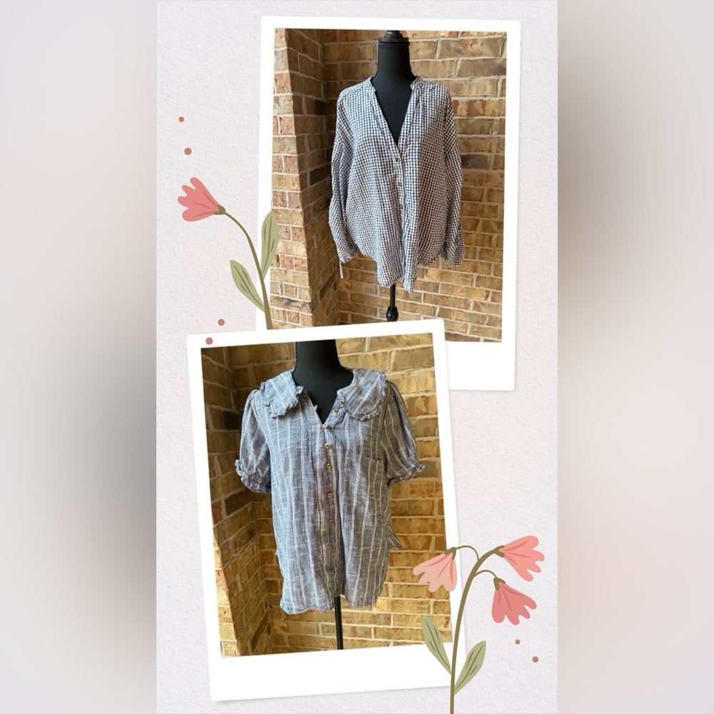 Anthropologie x Pilcro Blue and White Button-Down Shirt Bundle